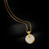 Enamel Rose Flower Pendant Necklace