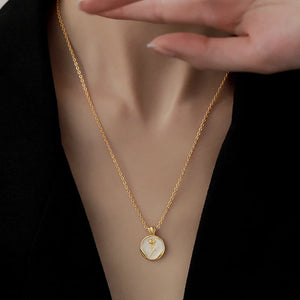 Enamel Rose Flower Pendant Necklace