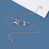 Dolphin Pendant Anklet 925 Sterling Silver Women's Double Dolphin Anklet