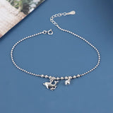 Dolphin Pendant Anklet 925 Sterling Silver Women's Double Dolphin Anklet