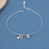 Dolphin Pendant Anklet 925 Sterling Silver Women's Double Dolphin Anklet
