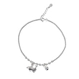 Dolphin Pendant Anklet 925 Sterling Silver Women's Double Dolphin Anklet