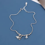 Dolphin Pendant Anklet 925 Sterling Silver Women's Double Dolphin Anklet