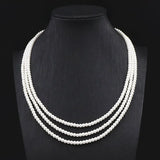 Dubai Jewelry Simulated Pearl Bridal Layered Necklace