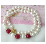 FW Pearl 9-10mm Red Jade Necklace