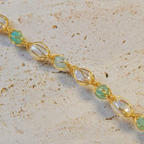 10-13mm Natural Pearl Bracelet Mint Crystal Women Fine Jewelry