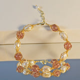 10-13mm Natural Pearl Bracelet Mint Crystal Women Fine Jewelry
