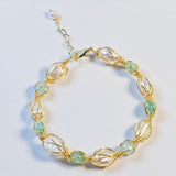 10-13mm Natural Pearl Bracelet Mint Crystal Women Fine Jewelry