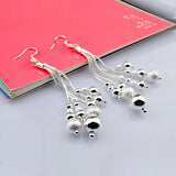 925 Silver Ball Drop Earrings Multilayer Tassel Dangle Jewelry Gift