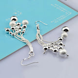 925 Silver Ball Drop Earrings Multilayer Tassel Dangle Jewelry Gift