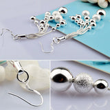 925 Silver Ball Drop Earrings Multilayer Tassel Dangle Jewelry Gift