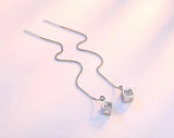 925 Silver Cube Love Window Drop Earrings with Zirconia