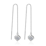 925 Silver Cube Love Window Drop Earrings with Zirconia