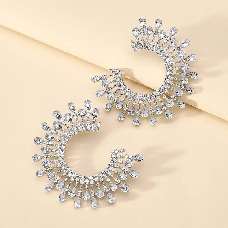 Crystal Circle Hoop Earrings Vintage Jewelry