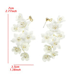 Ceramic Flower Dangle Drop Earrings: Bridal Wedding Accessory