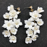 Ceramic Flower Dangle Drop Earrings: Bridal Wedding Accessory