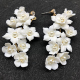Ceramic Flower Dangle Drop Earrings: Bridal Wedding Accessory