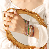 Zircon Inlaid Necklace Bracelet Set Stainless Steel Jewelry