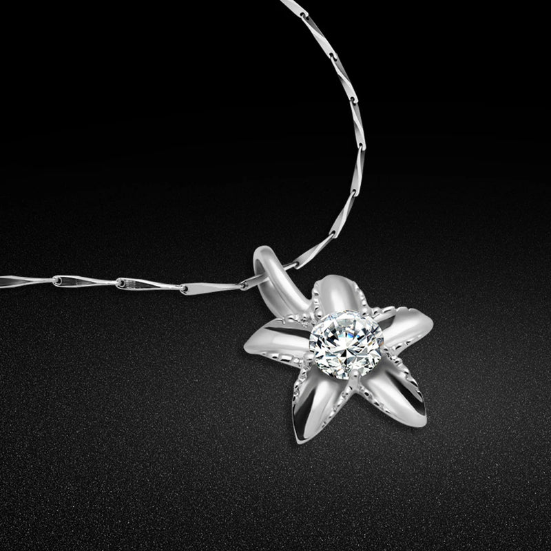 925 Silver Necklace Starry Zircon Pendant Silver Clavicle Chain