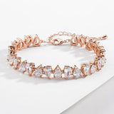 Female Silver Crystal Bracelet Tennis Chain for Birthday