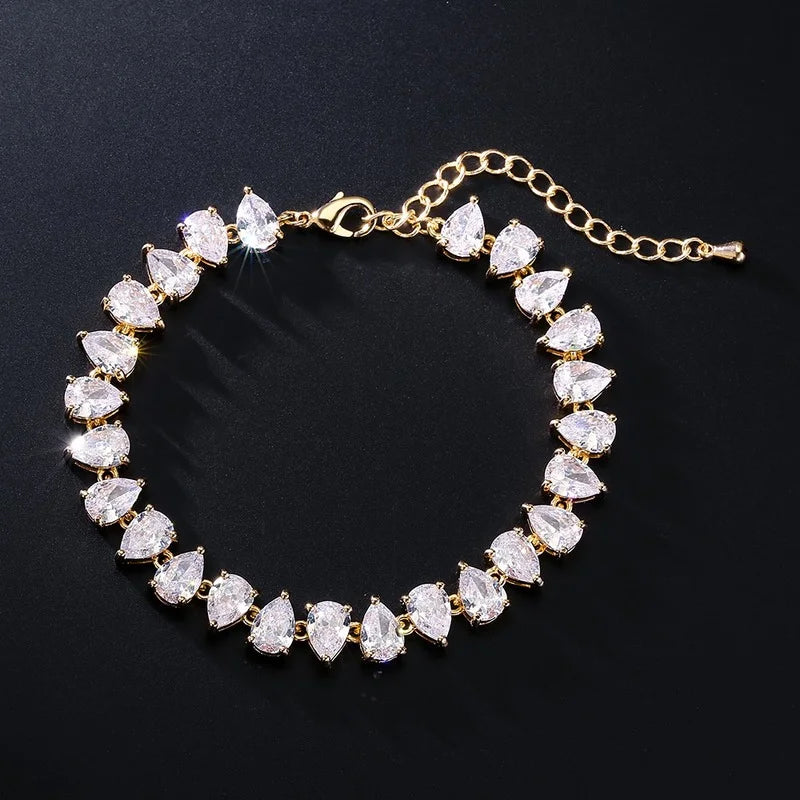 Female Silver Crystal Bracelet Tennis Chain for Birthday