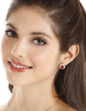 925 Sterling Silver Snowflake Stud Earrings High 5A Red Cubic Zirconia