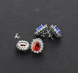 925 Sterling Silver Snowflake Stud Earrings High 5A Red Cubic Zirconia