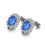 925 Sterling Silver Snowflake Stud Earrings High 5A Red Cubic Zirconia