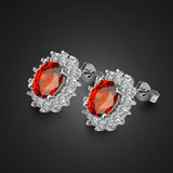 925 Sterling Silver Snowflake Stud Earrings High 5A Red Cubic Zirconia