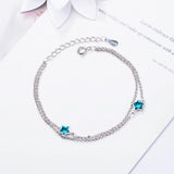 925 Sterling Silver Double Chain Star Bracelet for Women