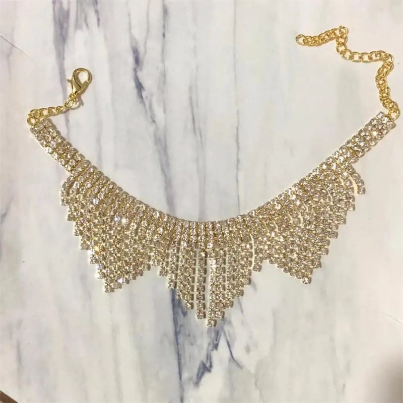 Feminine Party Temperament Crystal Tassel Foot Jewelry