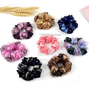Organza Large Intestine Hair Ring Plum Blossom