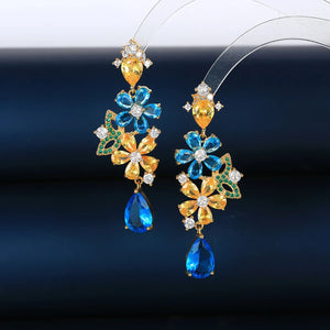Butterfly Zircon Earrings 925 Silver Wedding Fine Jewelry
