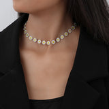 Daisy Clavicle Necklace For Women Statement Bridal Wedding Party Jewelry