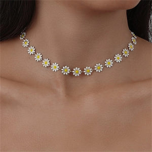 Daisy Clavicle Necklace For Women Statement Bridal Wedding Party Jewelry