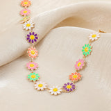 Flower Daisy Clavicle Necklace for Women Statement Bridal Wedding Jewelry