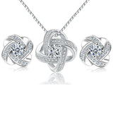 925 Silver Flower Jewelry Set Necklace Earrings Ring Gift