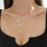 Long Flower Necklace for Women Sexy Sweet Pendant Niche Feeling Fresh