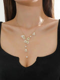 Long Flower Necklace for Women Sexy Sweet Pendant Niche Feeling Fresh