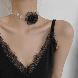 Flower Pearl Choker Necklace Sweet Ins Style Lady Wedding Jewelry