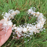 Flower Pearl Headband Crystal Tiara Wedding Bride Beaded Headdress