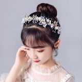 Flower Pearl Headband Crystal Tiara Wedding Bride Beaded Headdress