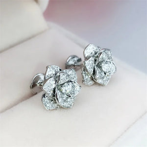 925 Silver Earring Pave Cz Engagement Wedding Stud Earrings