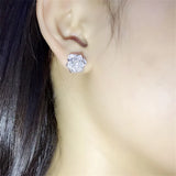 925 Silver Earring Pave Cz Engagement Wedding Stud Earrings