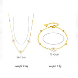 Pearl Beaded Choker Necklace Stainless Steel Chain Collar Accessory