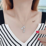 Butterfly Dangle Pendant 925 Silver Necklace for Women