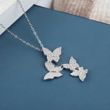 Butterfly Dangle Pendant 925 Silver Necklace for Women