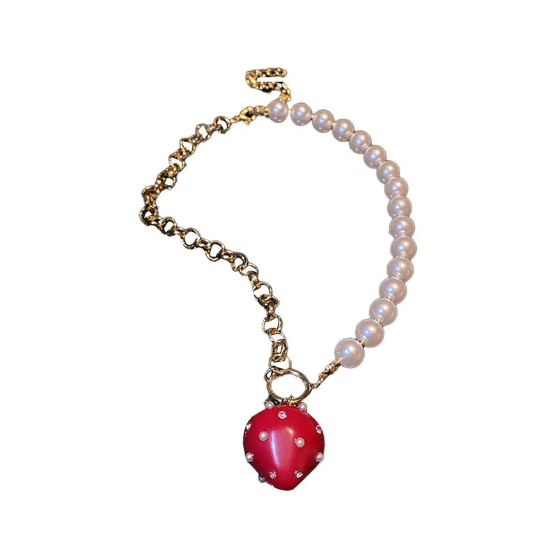 Vintage Pearl Chain Fruit Pendant Necklace for Women