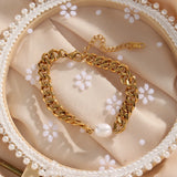 Freshwater Pearl Cuban Chain Bracelet For Women