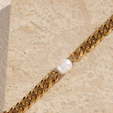Freshwater Pearl Cuban Chain Bracelet For Women